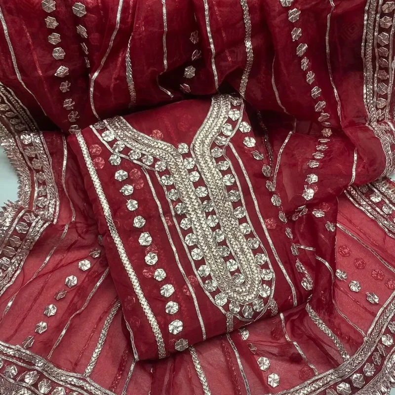 Hand Embroidered Gotta Work Organza Shirt & Dupatta - S07 featured image